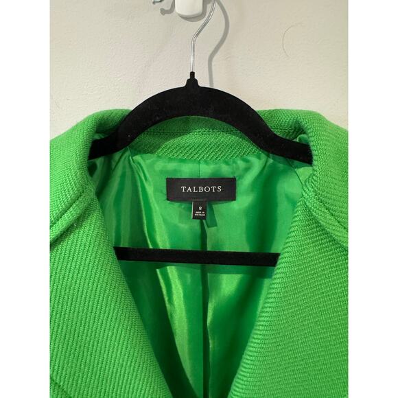 Talbots Seasonless Wool Single-Button Blazer Bright Green Size 8 Tailored Jacket - Picture 3 of 4